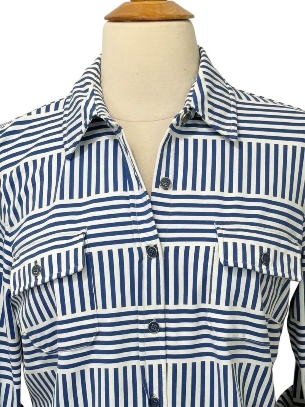 J. McLaughlin Womens Monroe Top Button-up Roll Tab Sleeves Catalina Cloth Size S - Picture 3 of 11